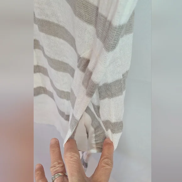 J. Crew Women's XS Linen White/Gray Striped Sweater - Picture 4 of 5